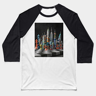 Metropolitan Checkmate: Chess City Skyline gift Baseball T-Shirt